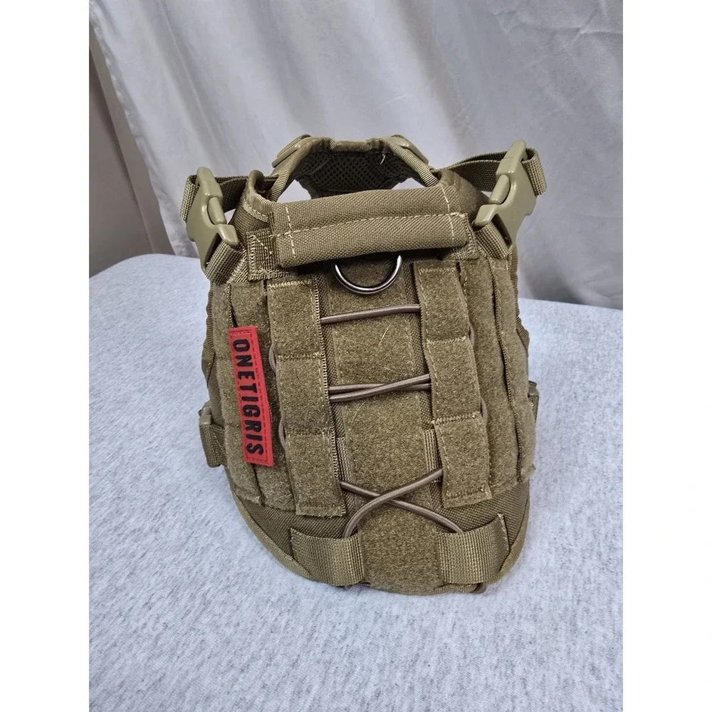 OneTigris Fire Watcher S tactical dog harness features a Coyote Brown finish and